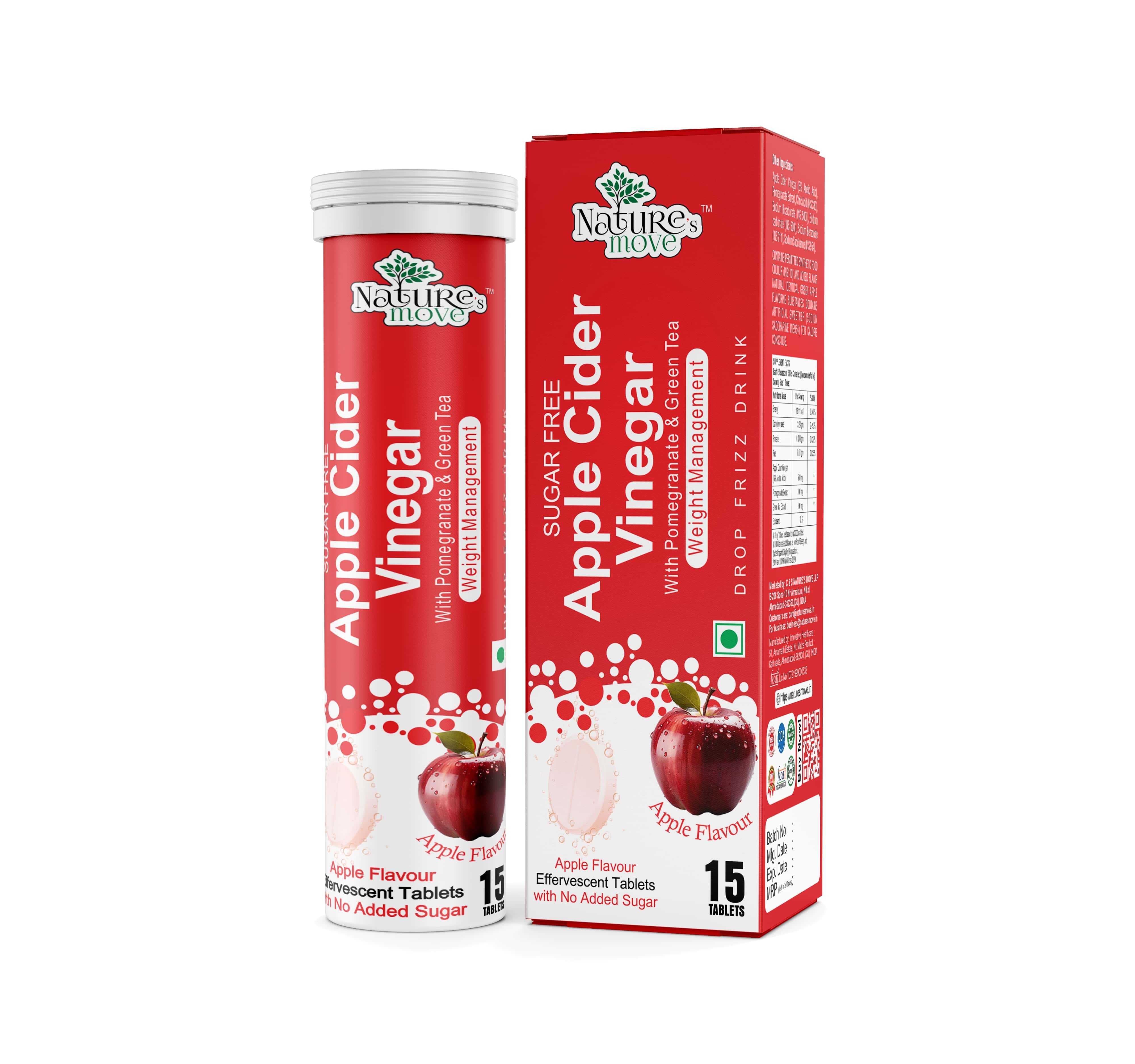 Natures Move Apple Cider Vinegar Effervescent Tablets Apple Flavour