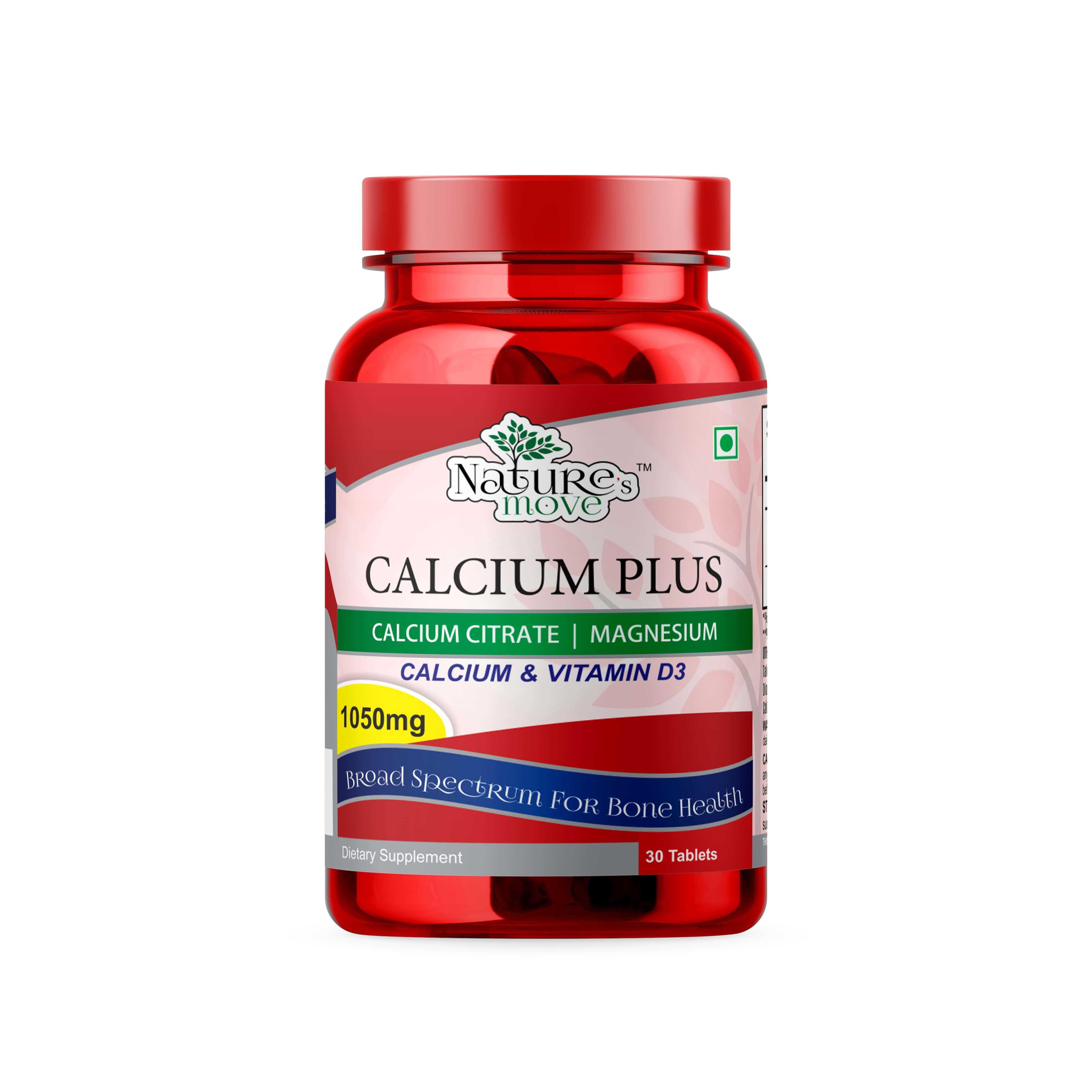 Natures Move Calcium Plus | Calcium Citrate | Vitamin D3 1050mg 30 Capsules