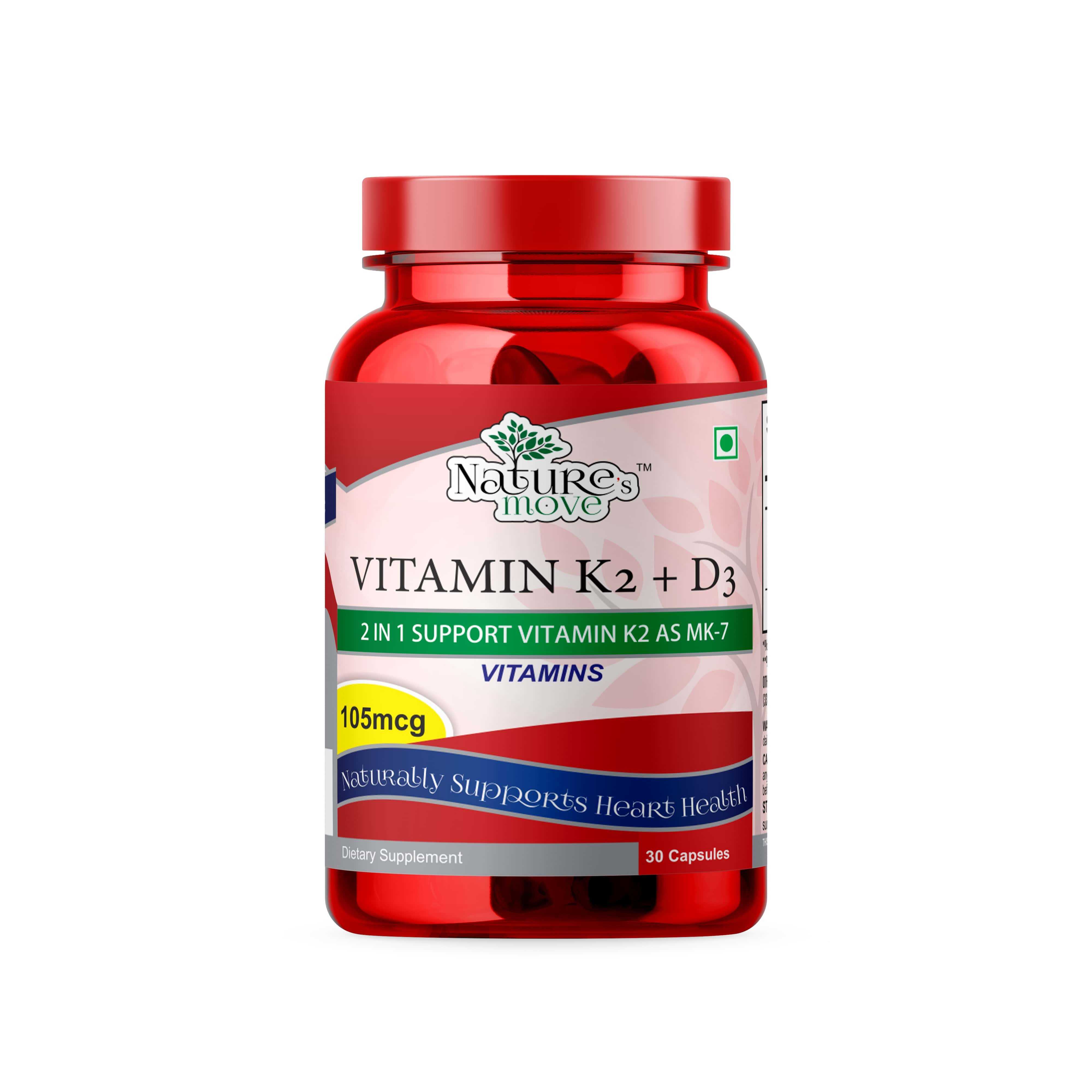 Natures Move Vitamin K2 (MK-7) + D3 30 Capsules
